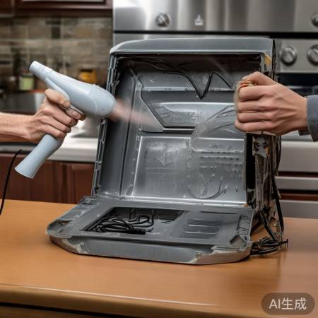 拆洗油烟机，吹干水分，消除嗡嗡