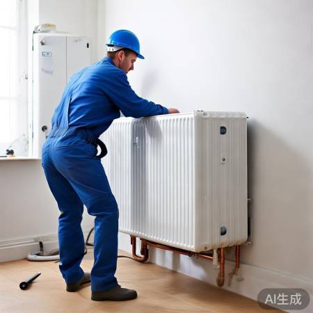 安装散热器，垂直固定。