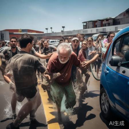 洗车排队冲突升级,老人被打骨折引关注